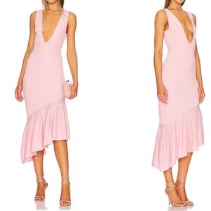 LPA Panya Ruffle Midi dress Pink size Small New with tags $260 Revolve